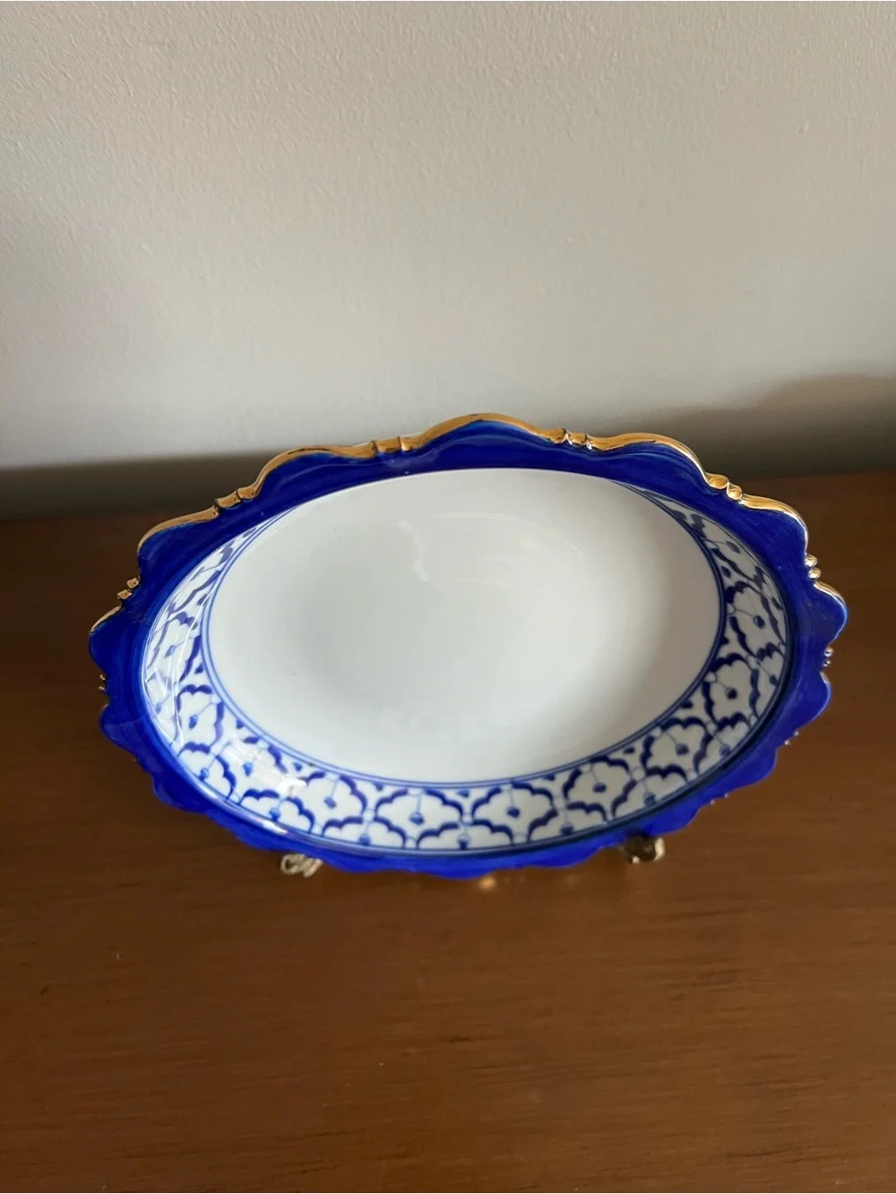 Hand-Painted Blue Ceramic Decorative Bowl